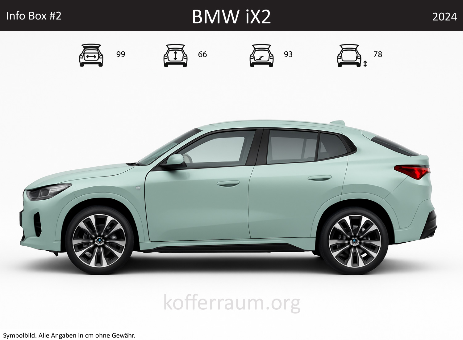 BMW iX2 trunk dimensions – detail