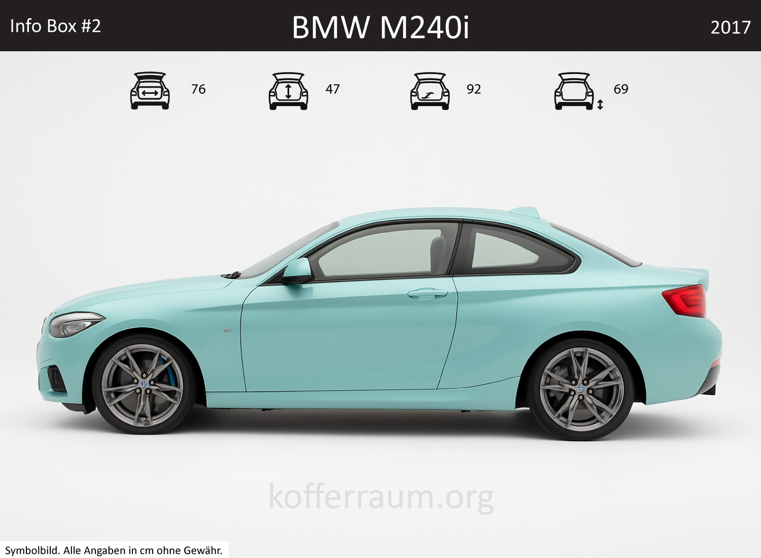 BMW M240i trunk dimensions – detail