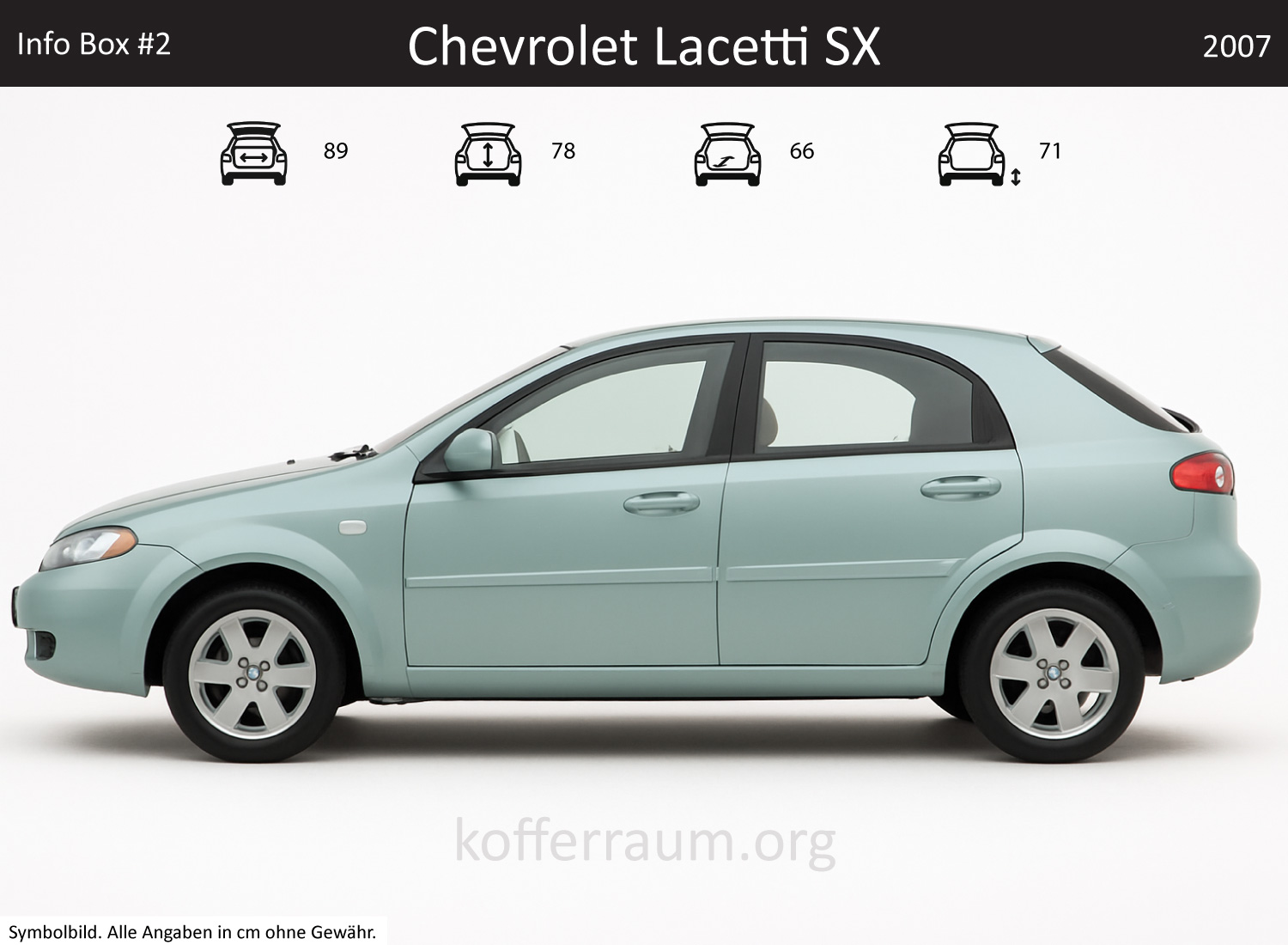Chevrolet Lacetti SX trunk dimensions – detail