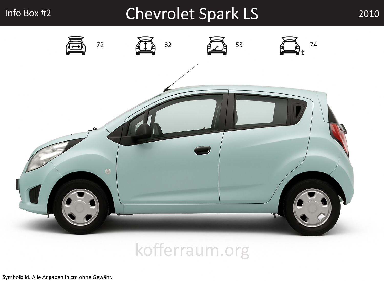 Chevrolet Spark LS trunk dimensions – detail