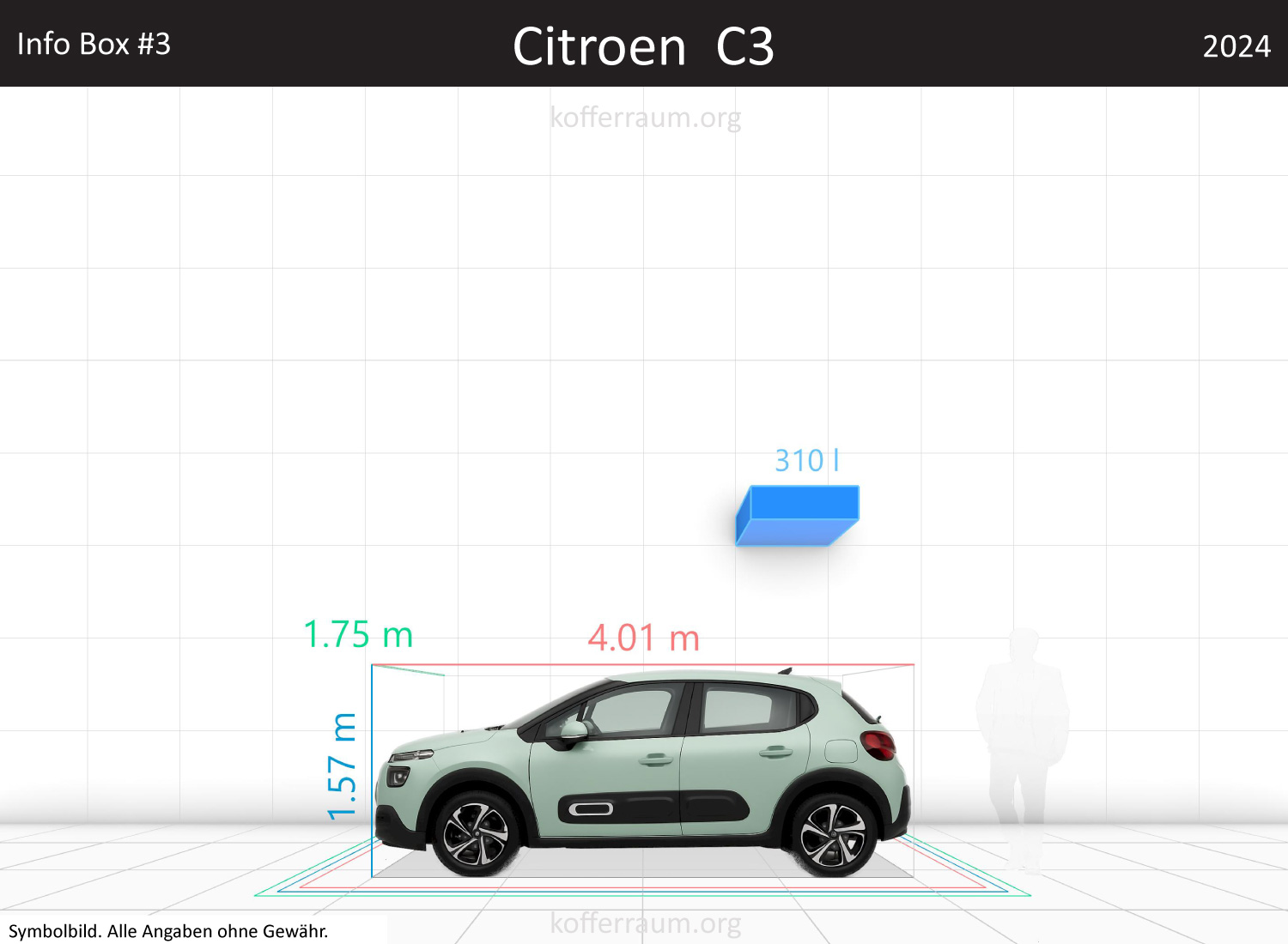 Citroen C3 trunk space volume