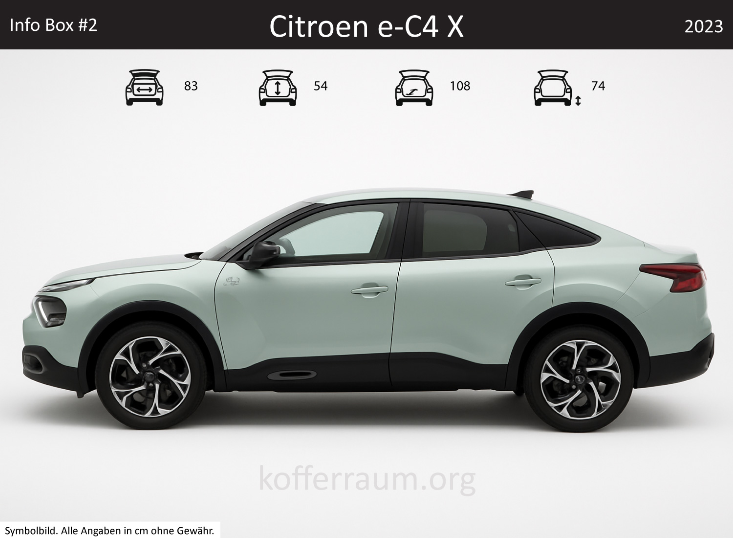 Citroen e-C4 X trunk dimensions – detail