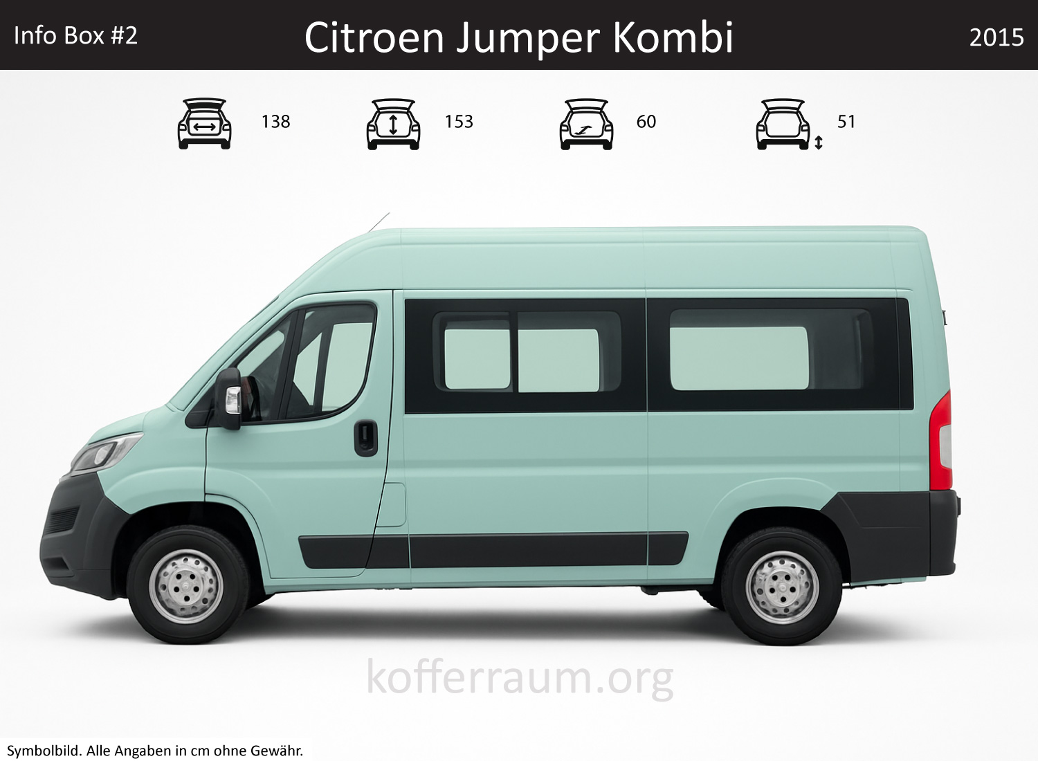 Citroen Jumper Kombi trunk dimensions – detail