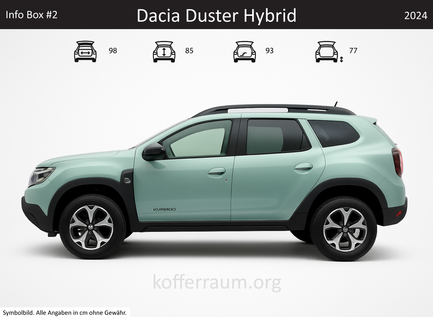 Dacia Duster Hybrid trunk dimensions – detail