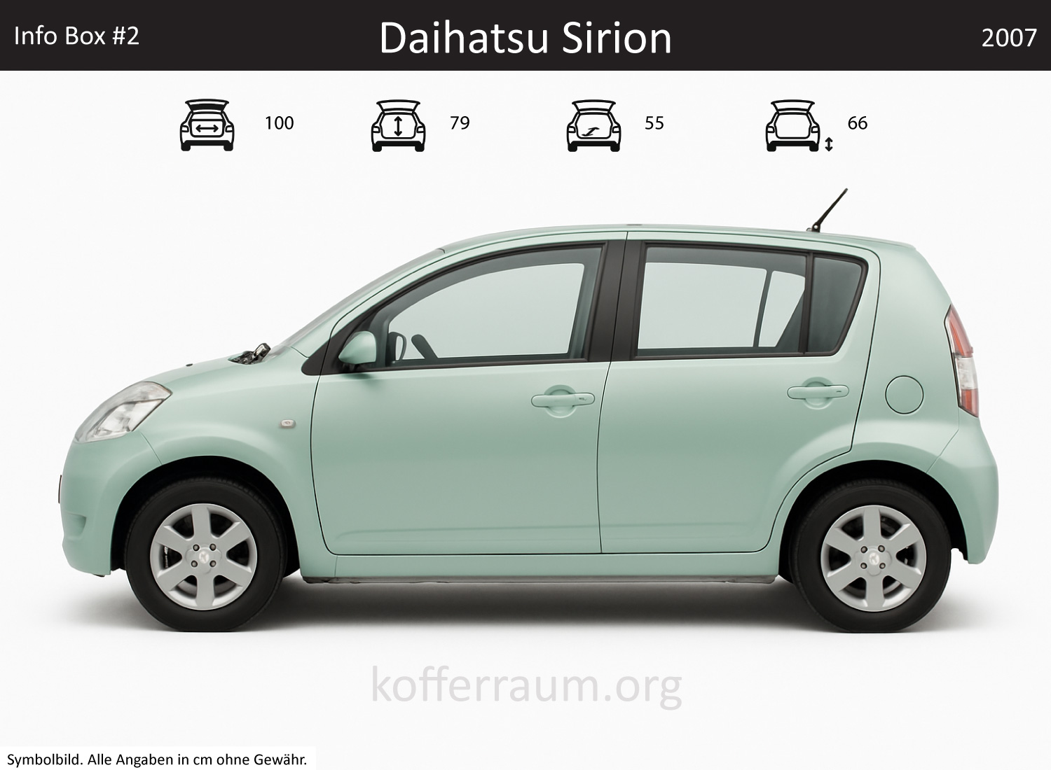 Daihatsu Sirion trunk dimensions – detail