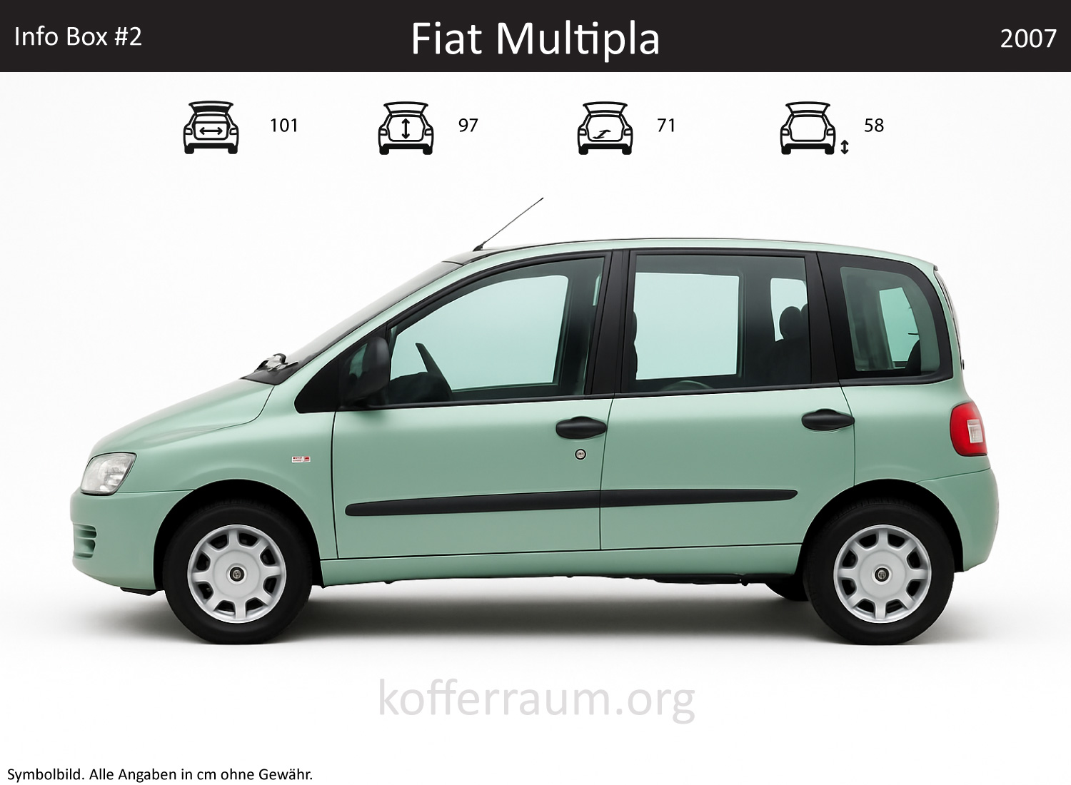 Fiat Multipla trunk dimensions – detail