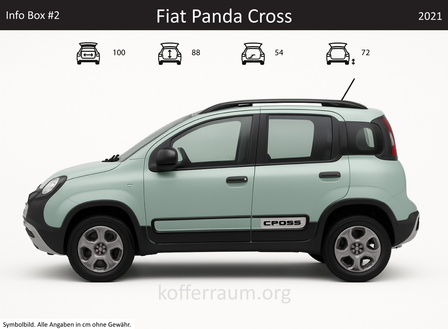 Fiat Panda Cross trunk dimensions – detail