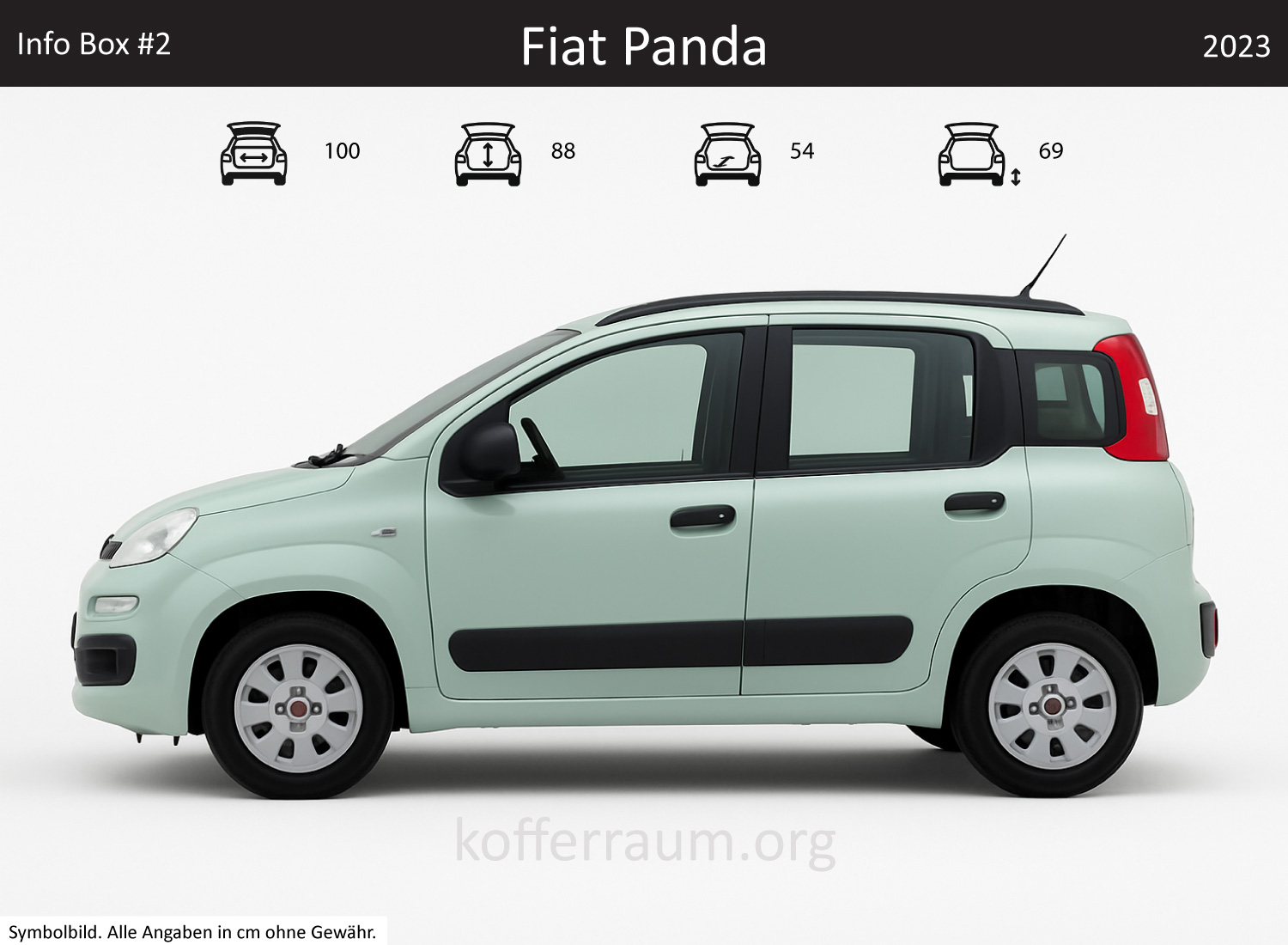 Fiat Panda trunk dimensions – detail
