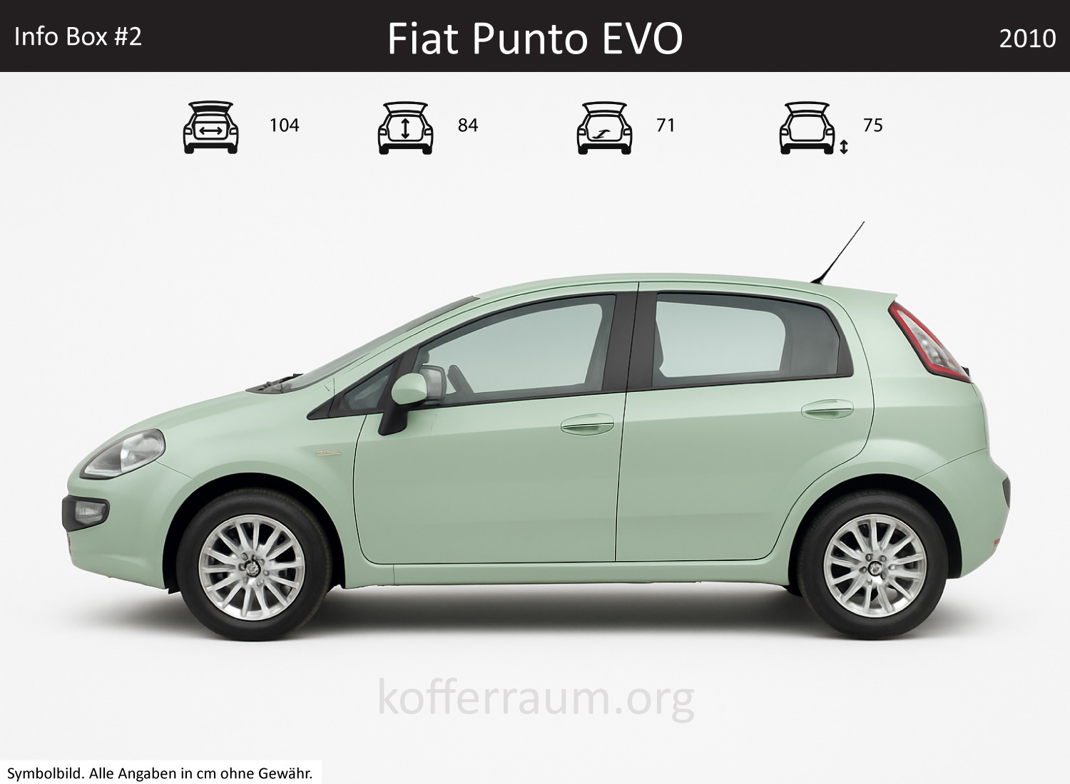 Fiat Punto Evo trunk dimensions – detail