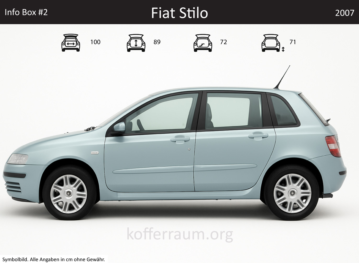 Fiat Stilo trunk dimensions – detail
