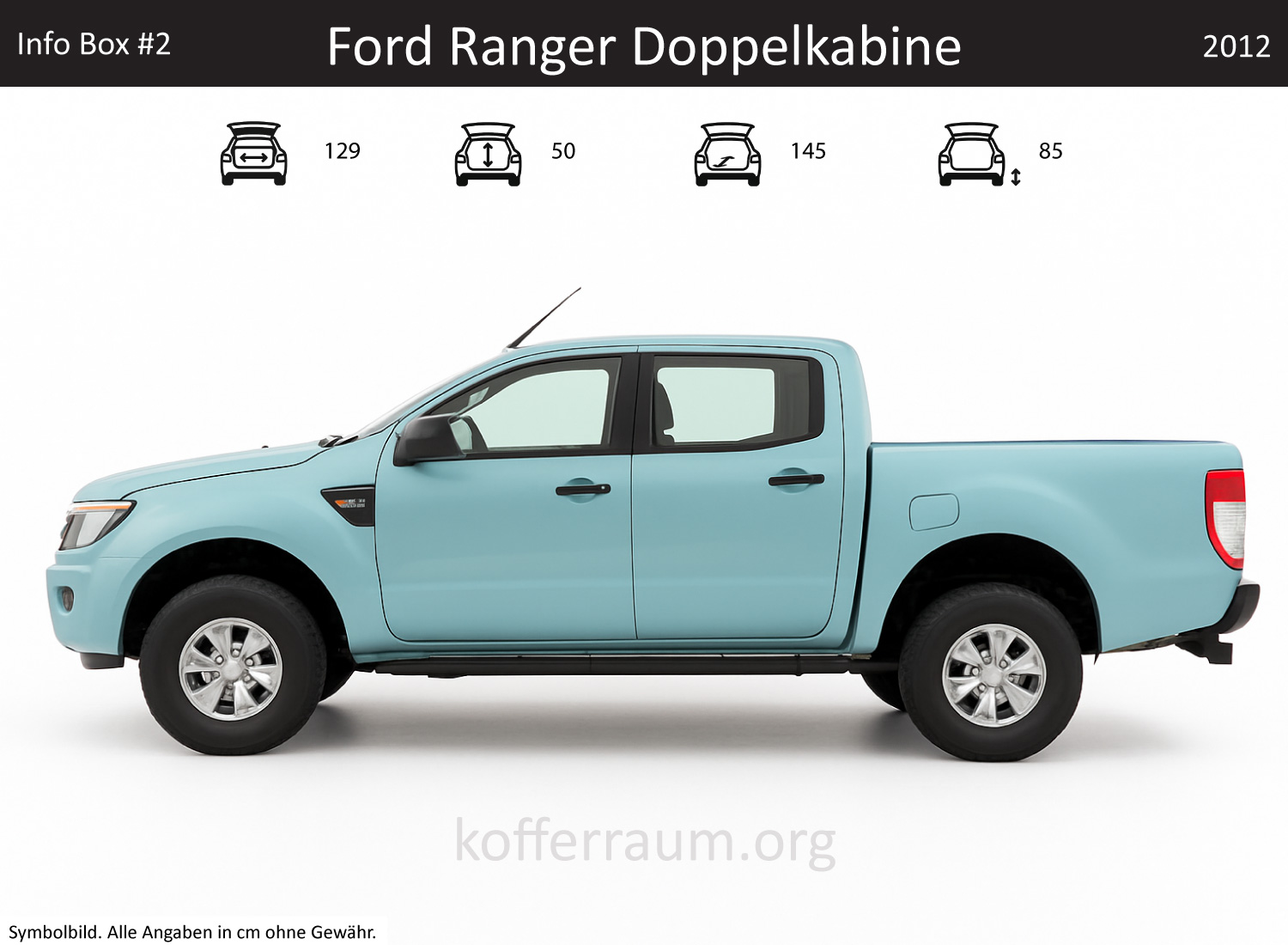 Ford Ranger SuperCrew trunk dimensions – detail