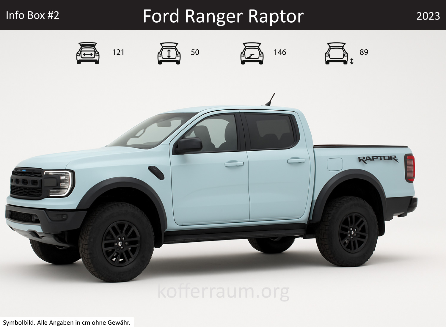 Ford Ranger Raptor trunk dimensions – detail