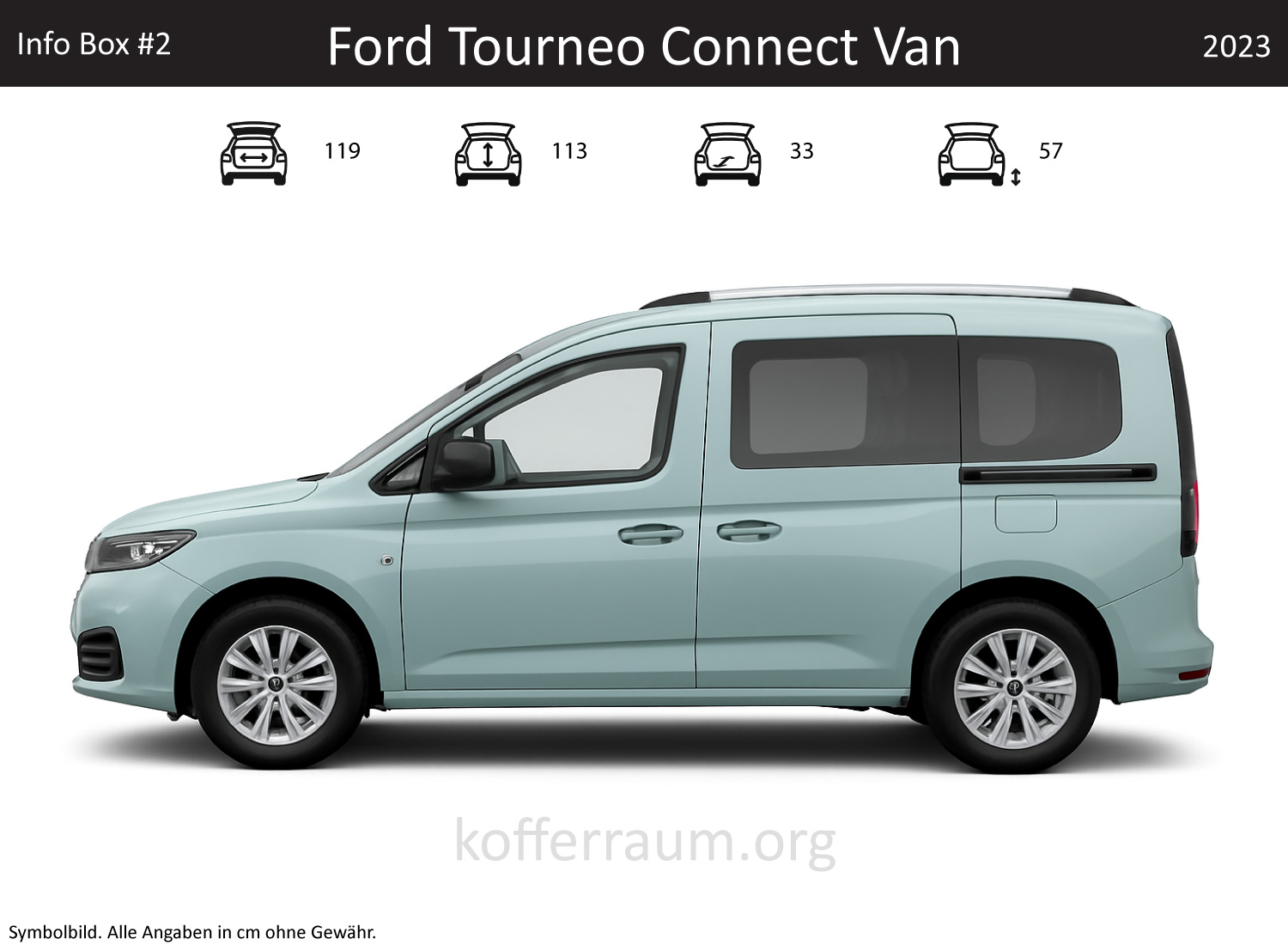 Ford Transit Connect Van trunk dimensions – detail