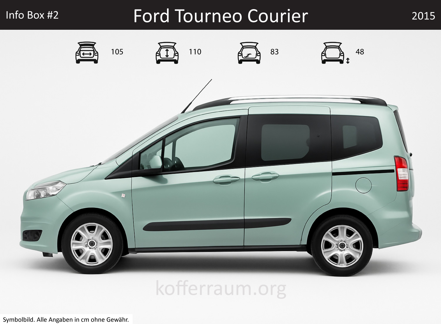 Ford Transit Courier trunk dimensions – detail