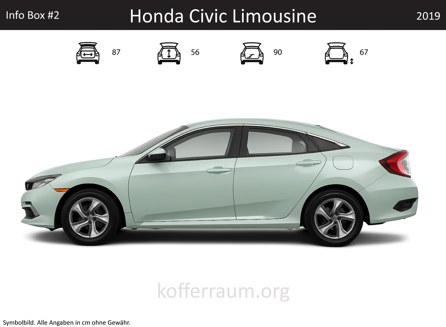 Honda Civic Sedan trunk dimensions – detail