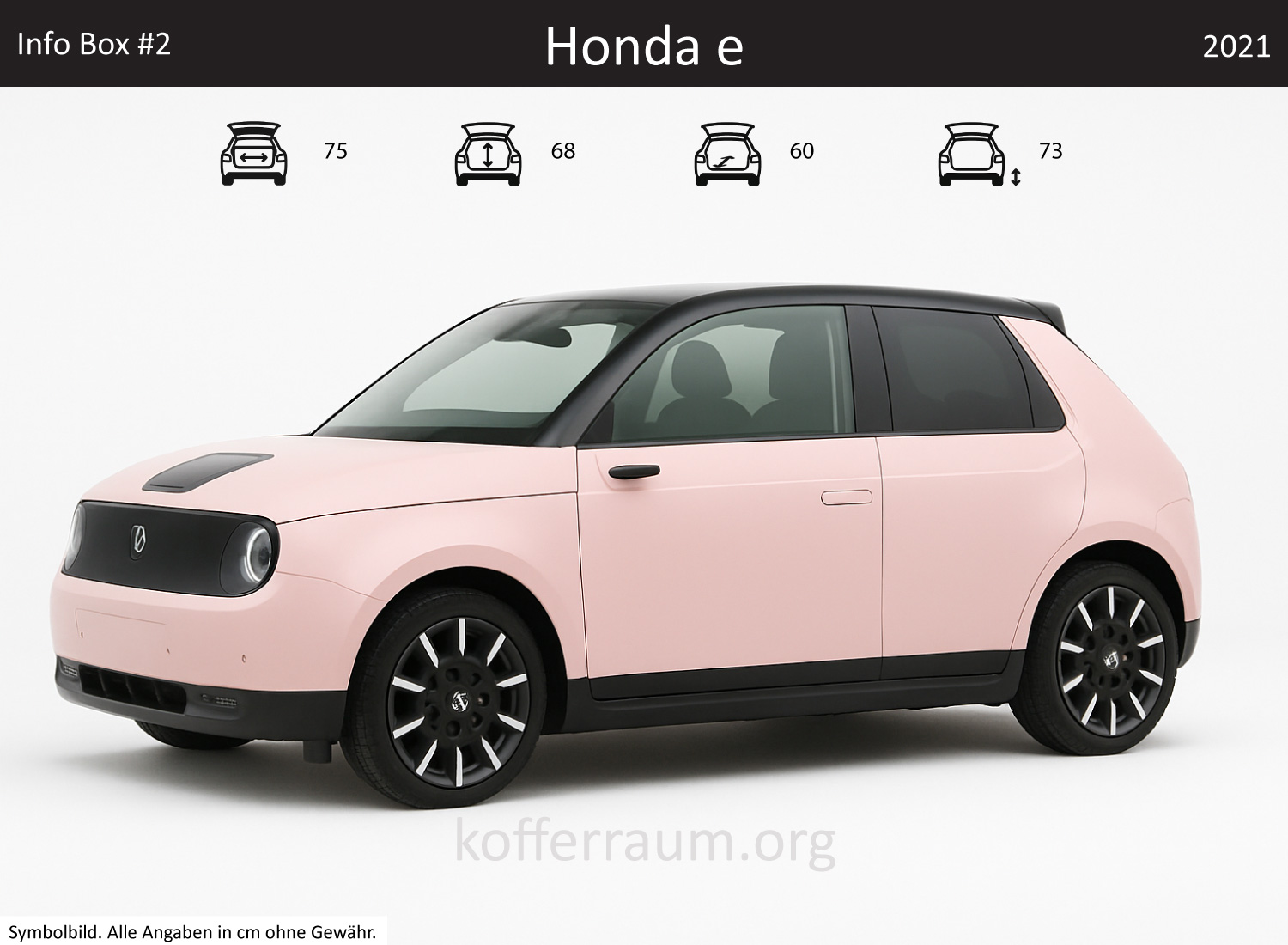 Honda Honda e trunk dimensions – detail