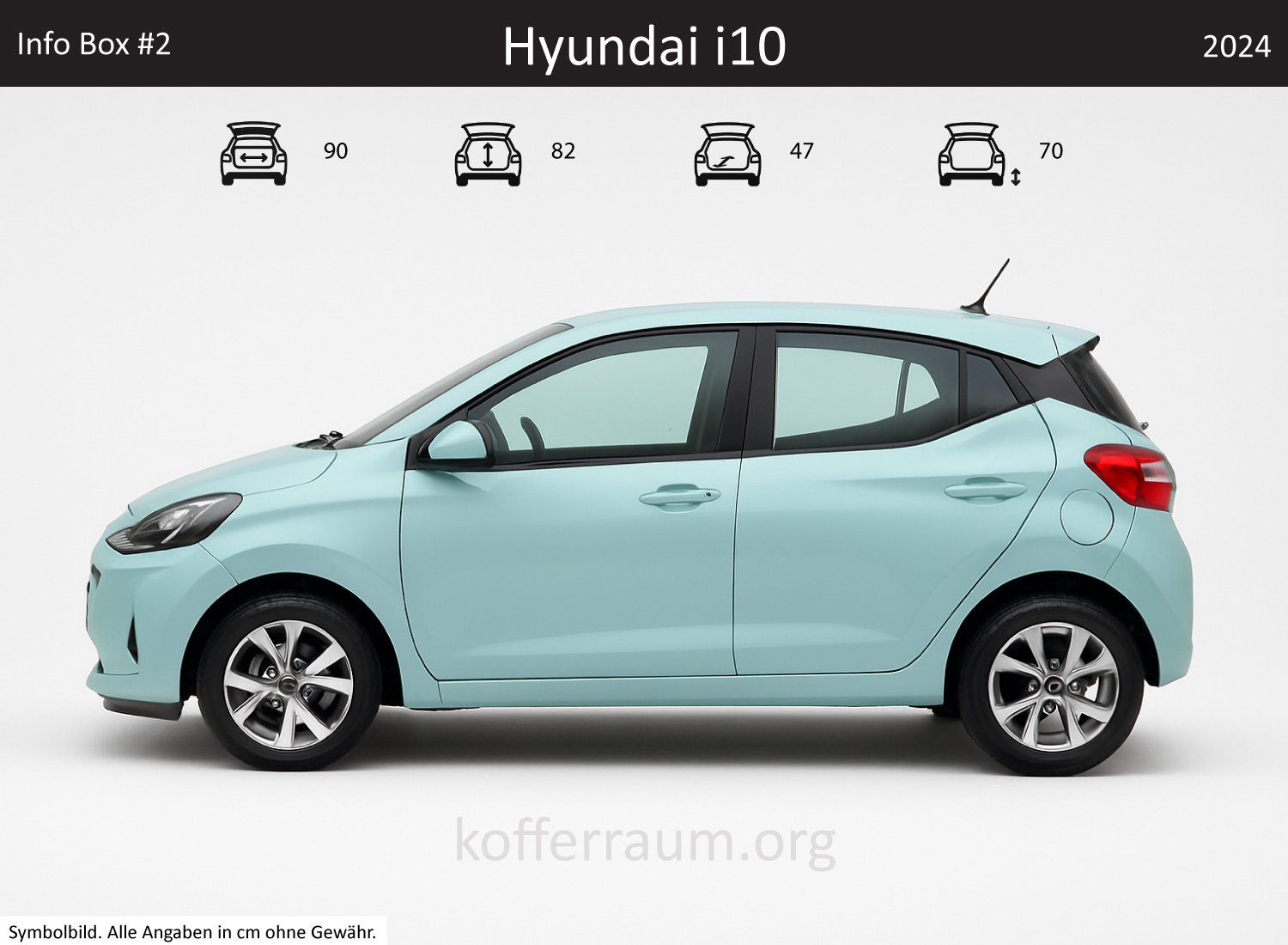 Hyundai i10 trunk dimensions – detail