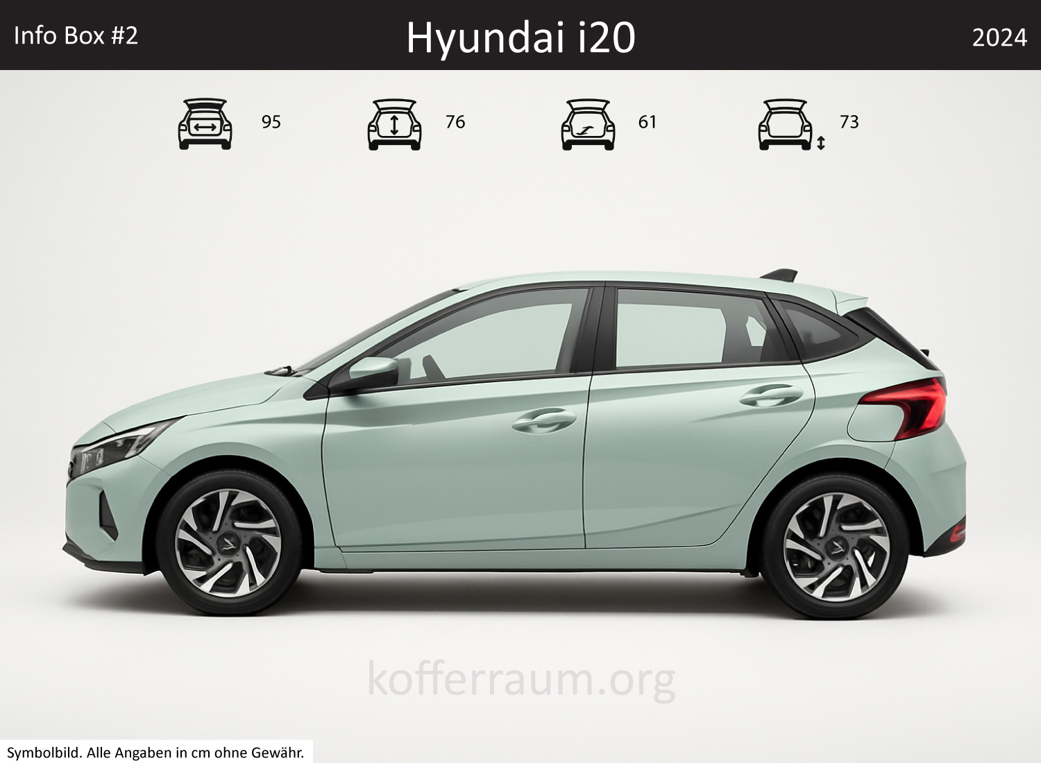 Hyundai i20 trunk dimensions – detail