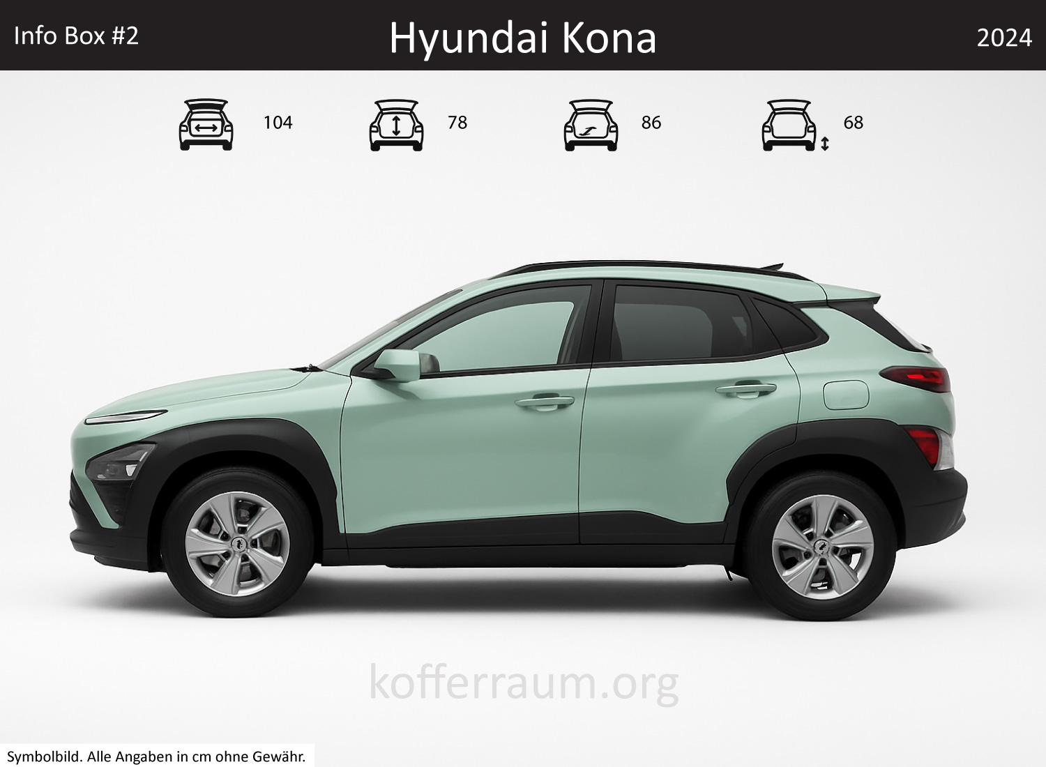 Hyundai Kona trunk dimensions – detail