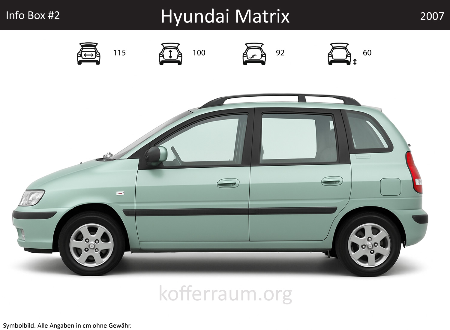 Hyundai Matrix trunk dimensions – detail