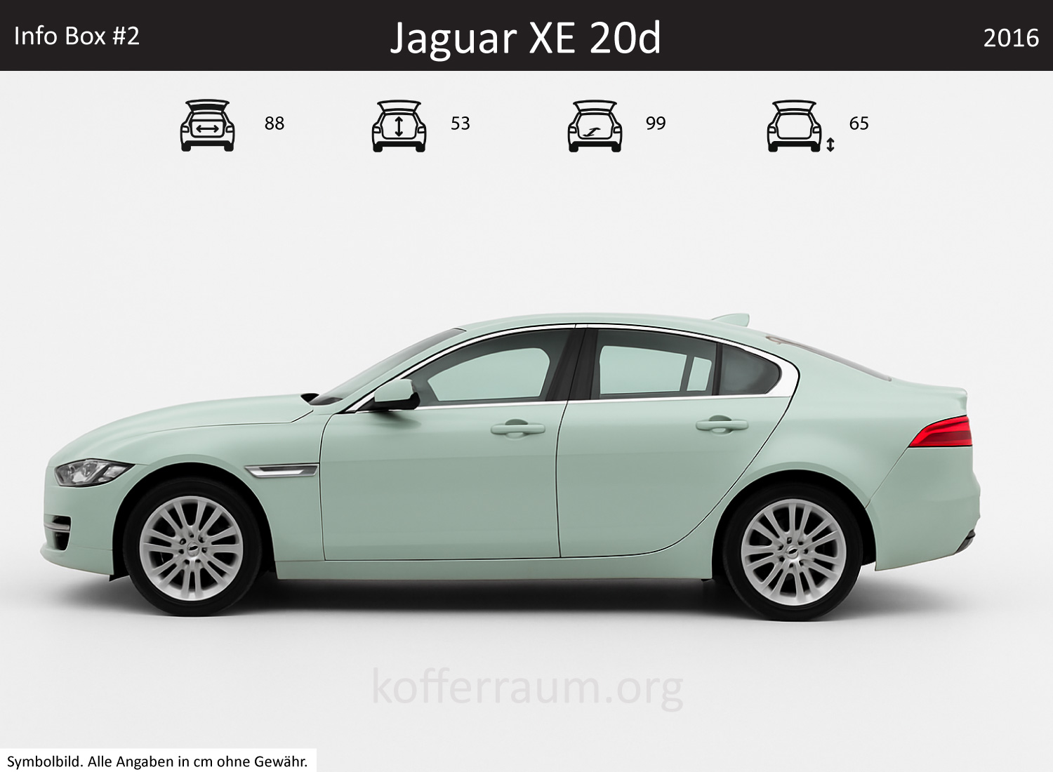 Jaguar XE 20d trunk dimensions – detail