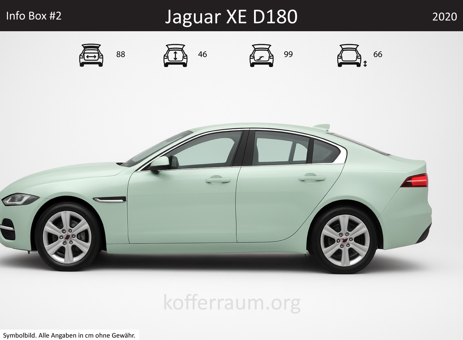 Jaguar XE D180 trunk dimensions – detail