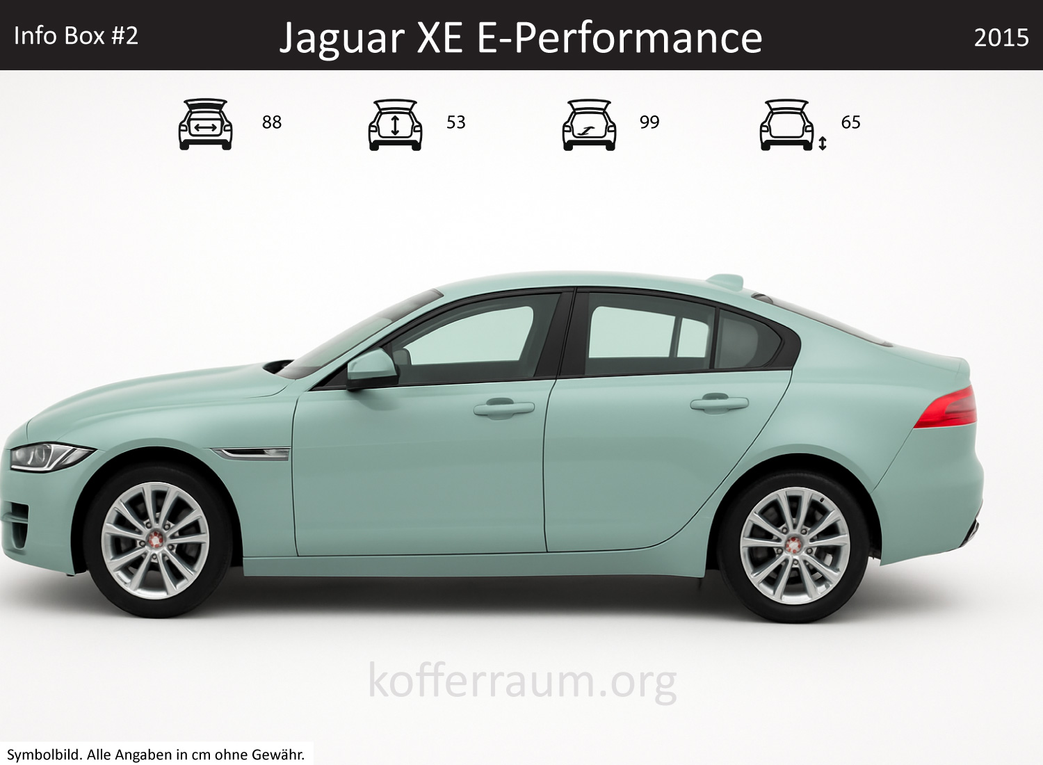 Jaguar XE E-Performance trunk dimensions – detail