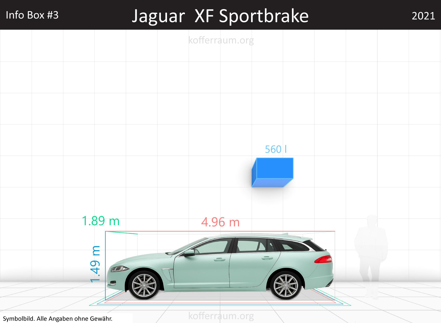 Jaguar XF Sportbrake trunk space volume