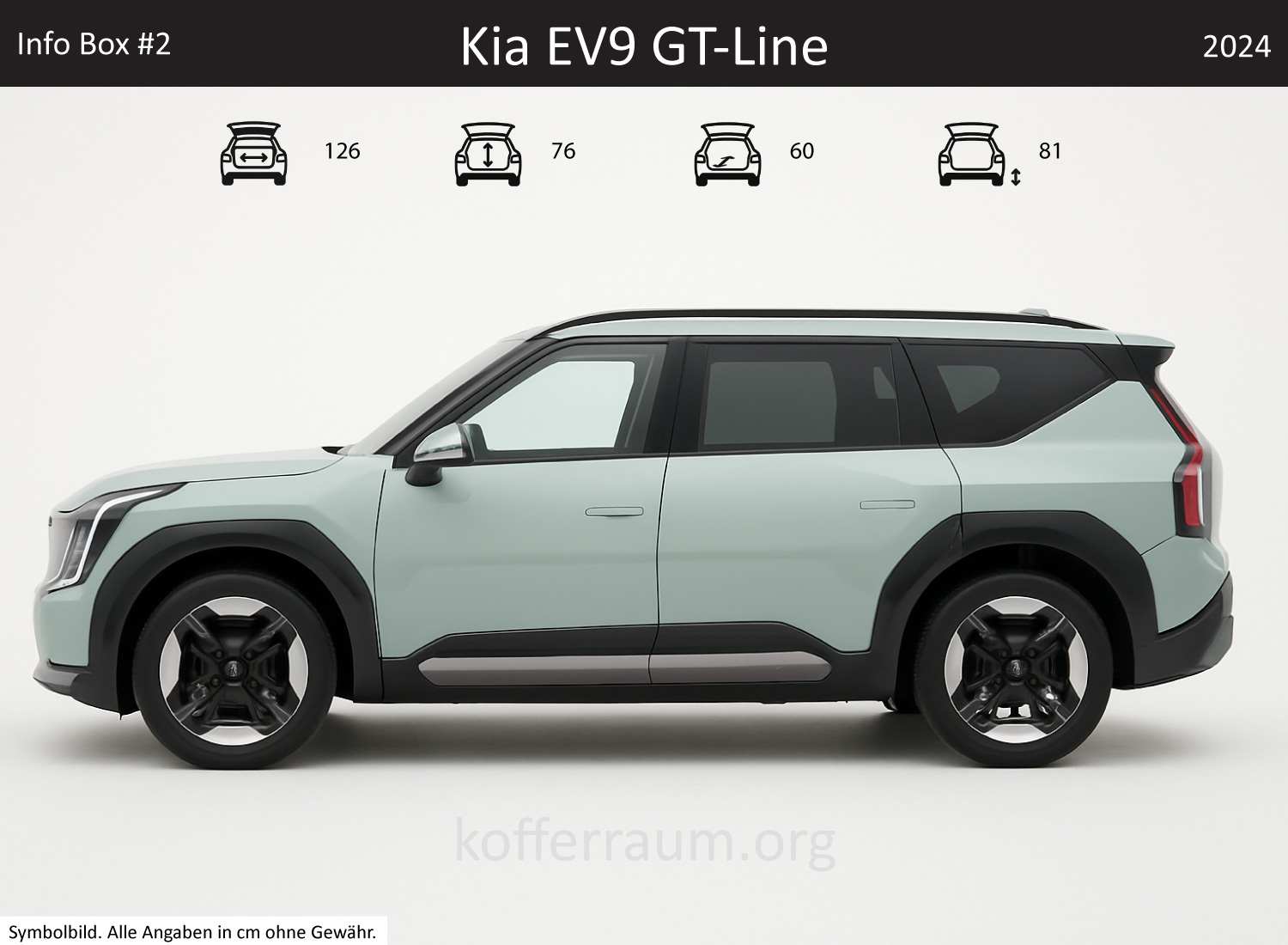 Kia EV9 GT-Line trunk dimensions – detail