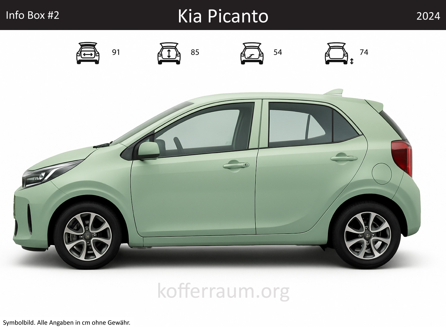 Kia Picanto trunk dimensions – detail