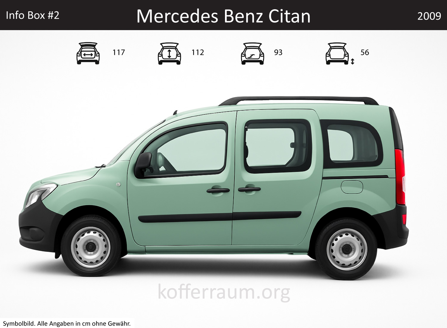 Mercedes Benz Citan trunk dimensions – detail