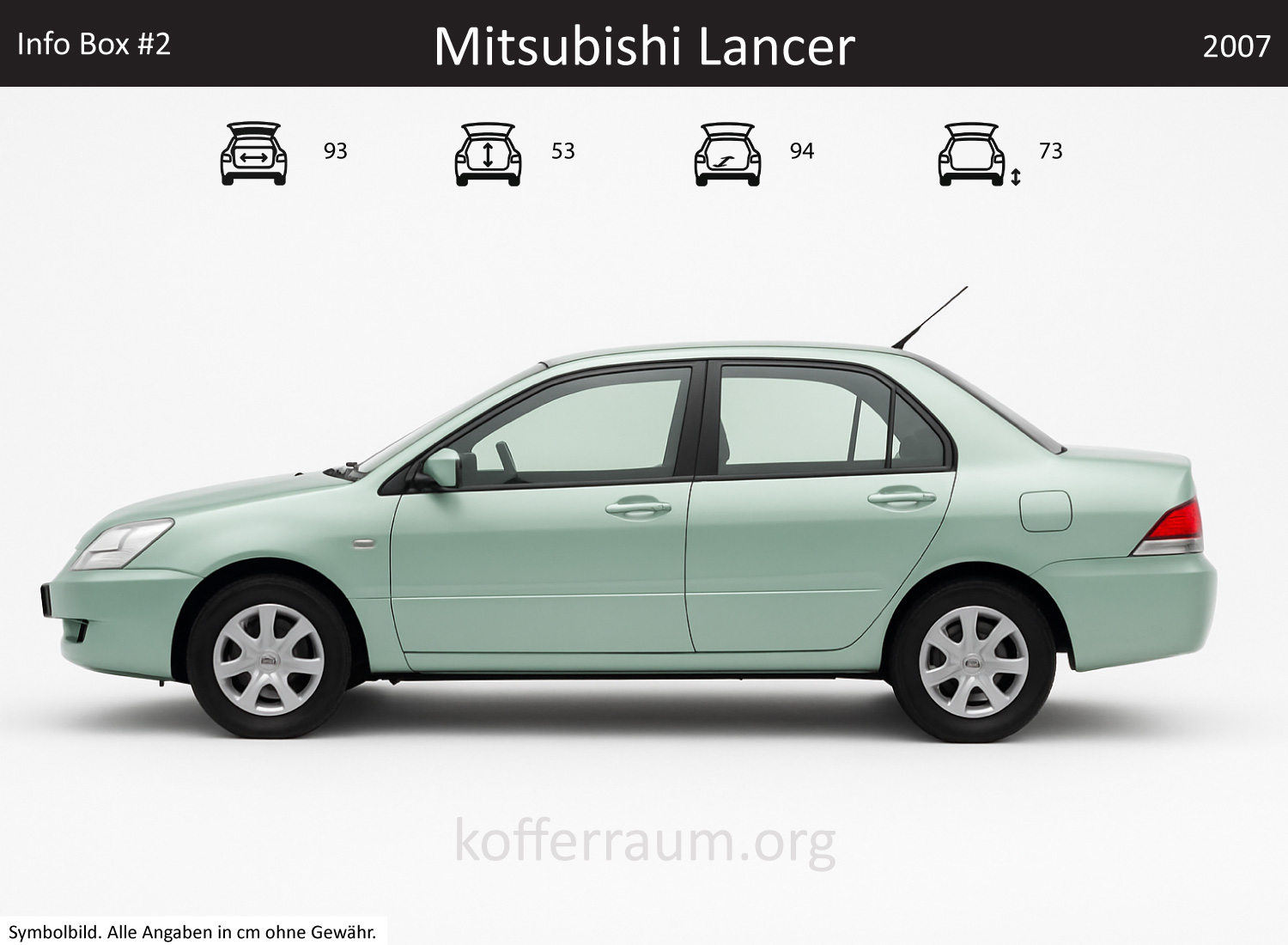 Mitsubishi Lancer trunk dimensions – detail