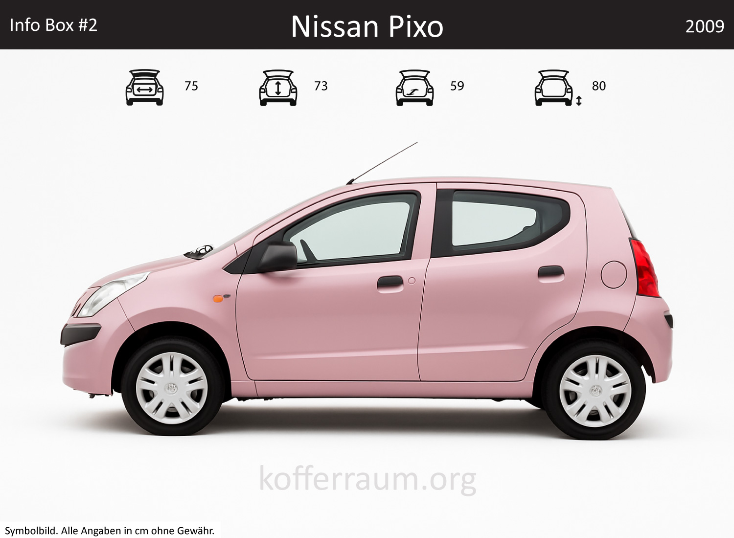 Nissan Pixo trunk dimensions – detail