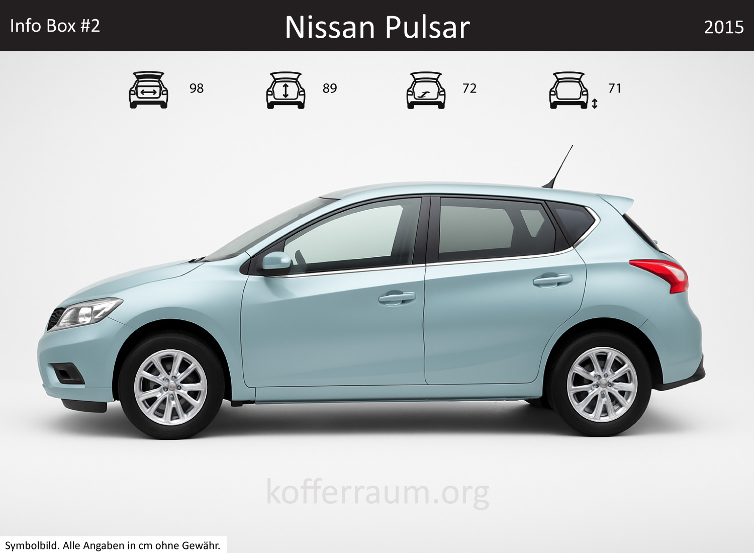 Nissan Pulsar trunk dimensions – detail