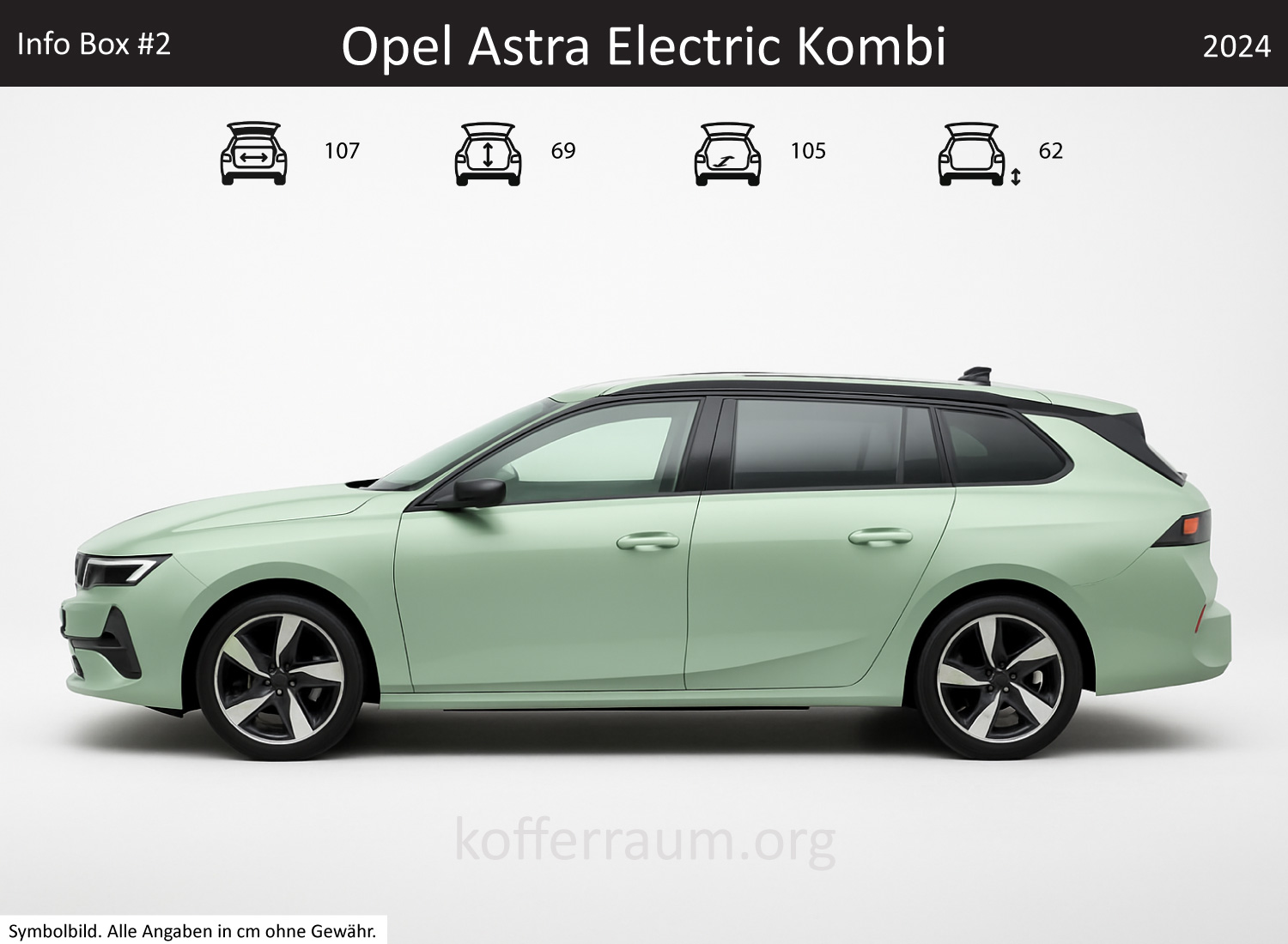 Opel Astra Electric Kombi trunk dimensions – detail