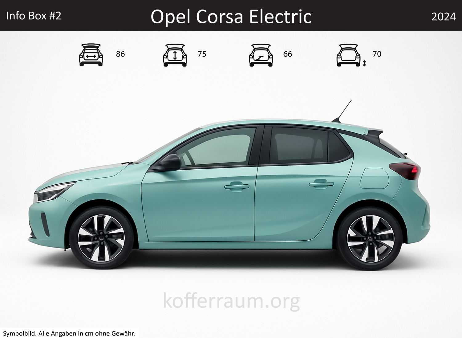 Opel Corsa Electric trunk dimensions – detail