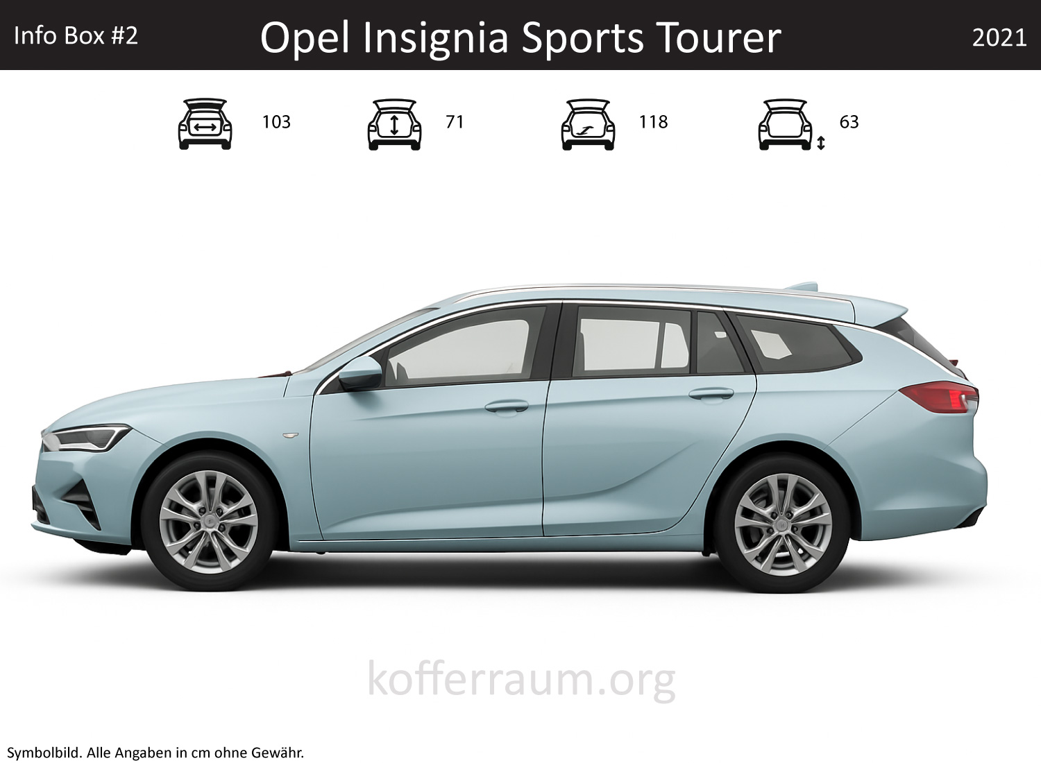 Opel Regal TourX trunk dimensions – detail