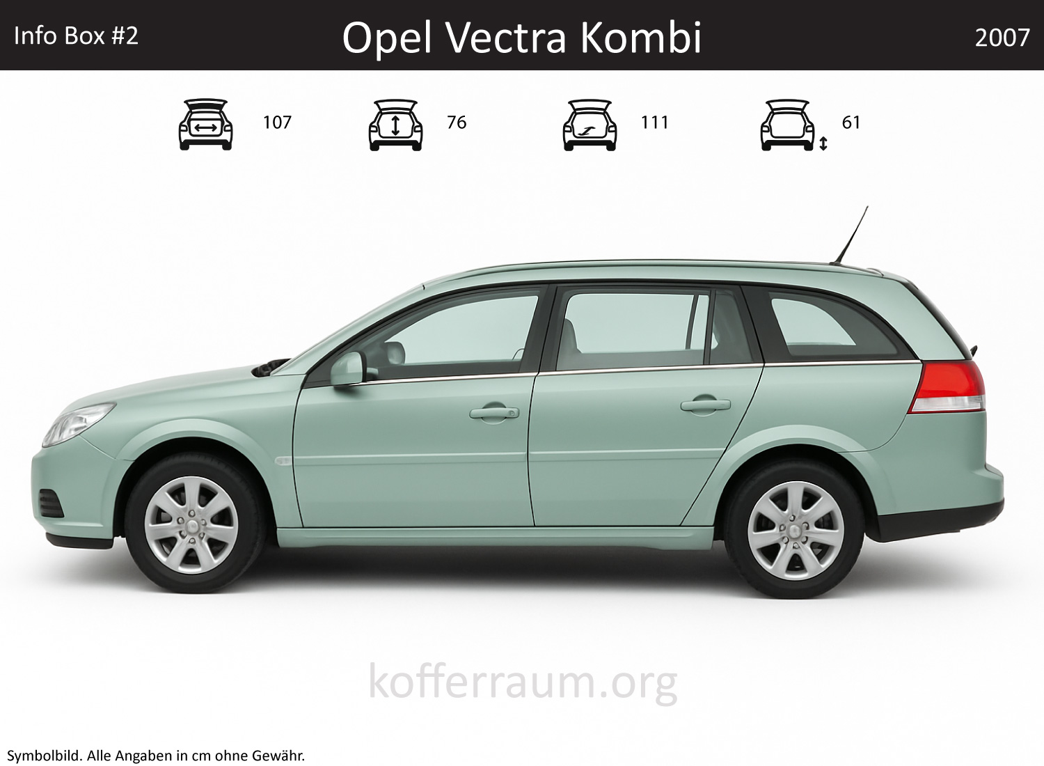 Opel L-Series Wagon trunk dimensions – detail