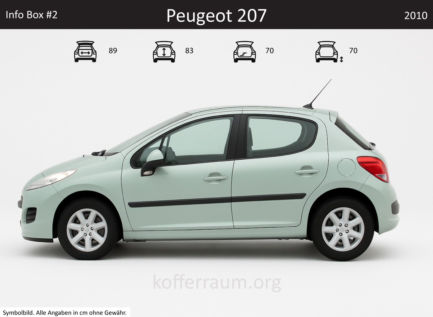 Peugeot 207 trunk dimensions – detail