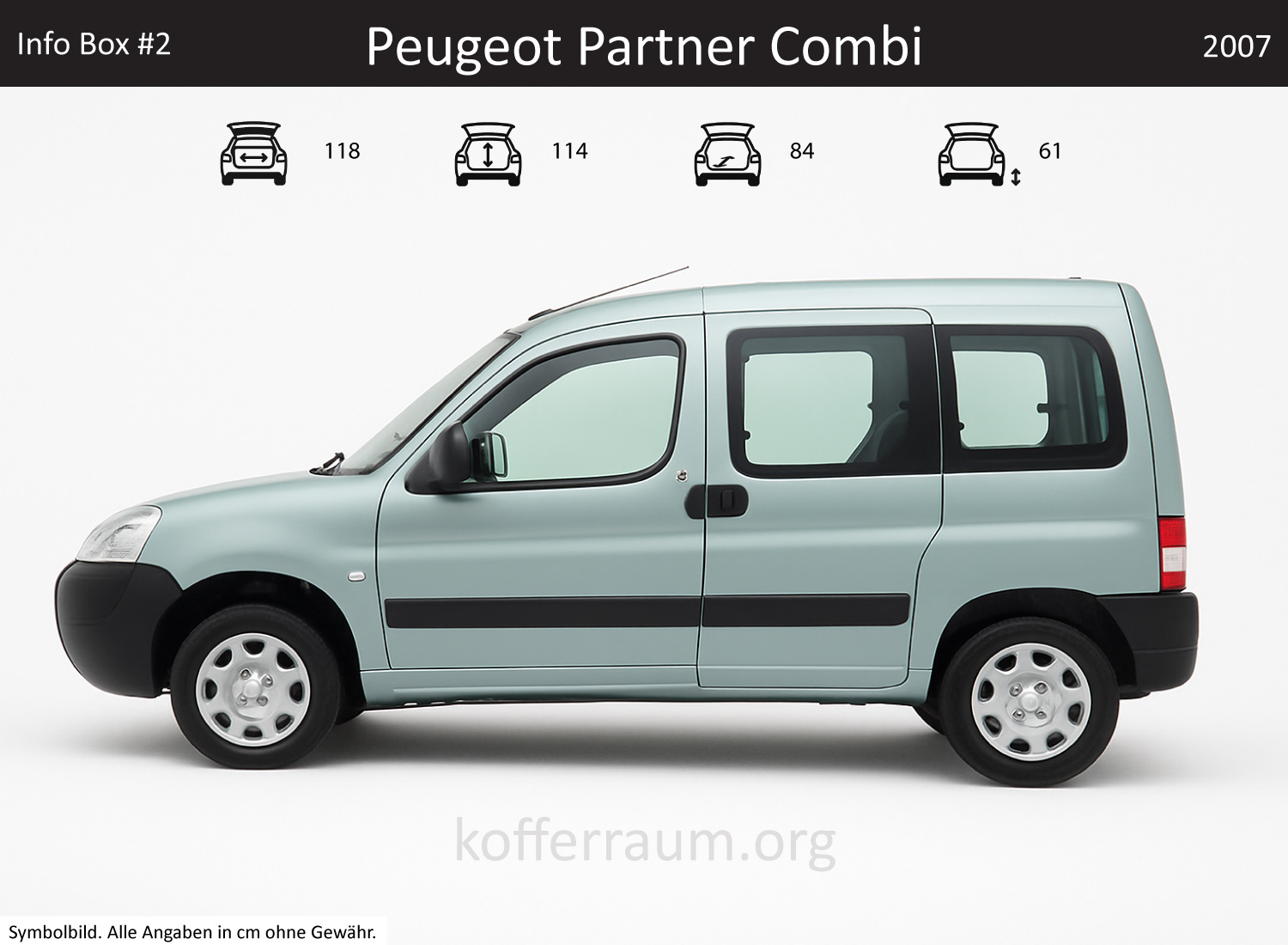 Peugeot Partner Combi trunk dimensions – detail
