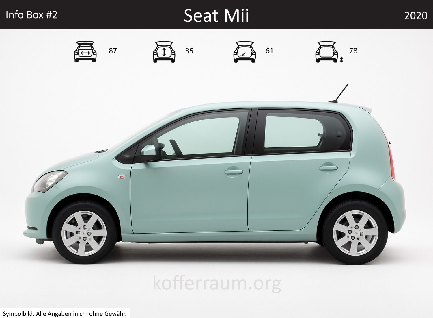Seat Mii trunk dimensions – detail