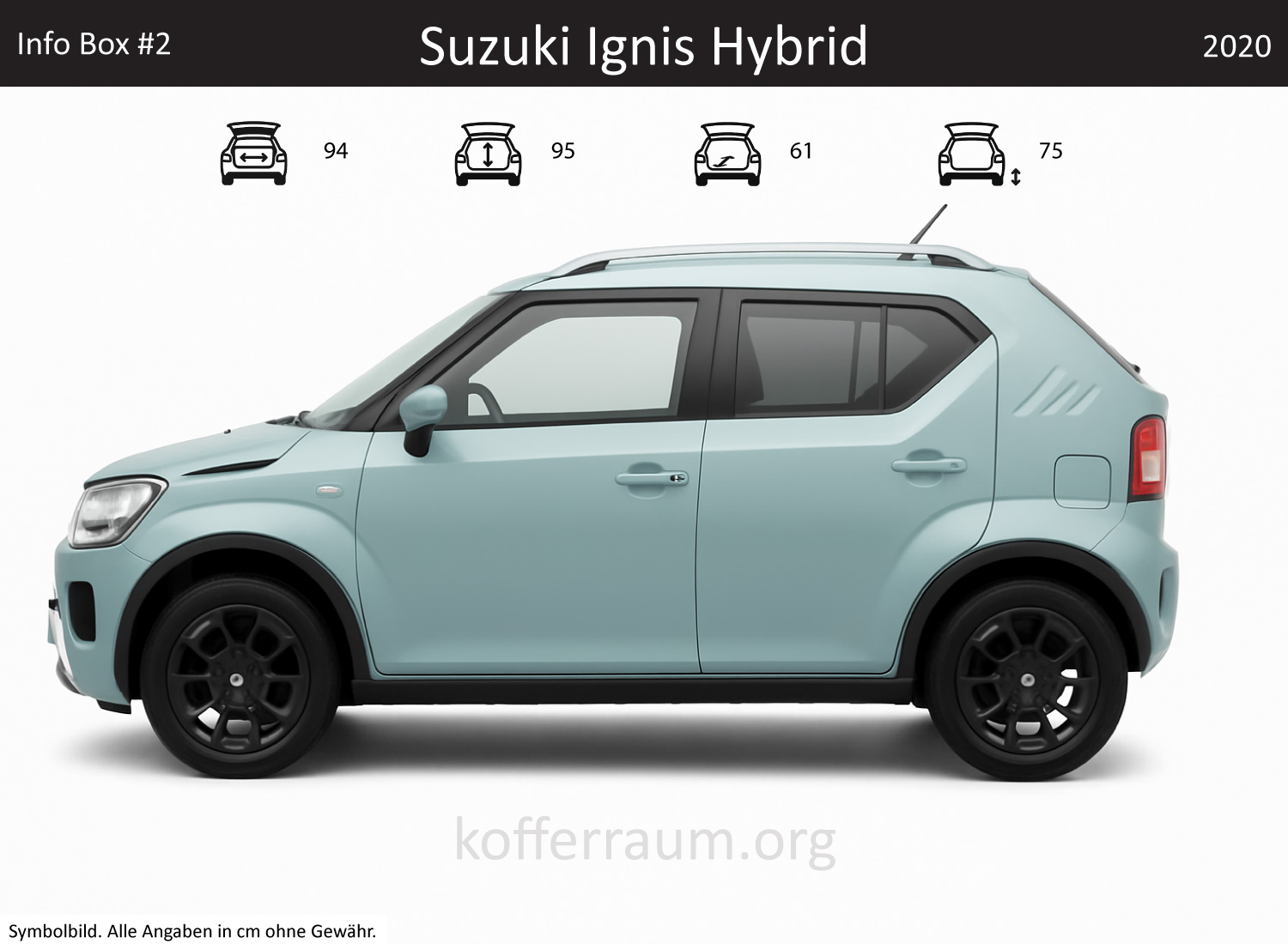 Suzuki Ignis Hybrid trunk dimensions – detail