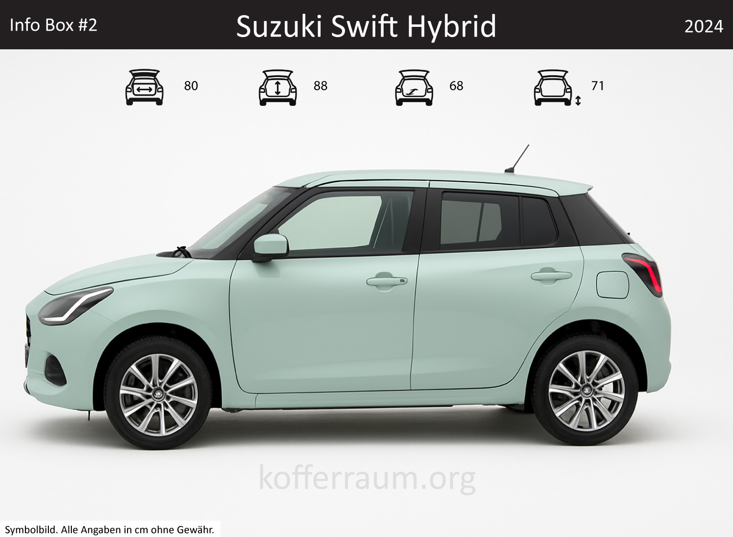 Suzuki Swift Hybrid trunk dimensions – detail