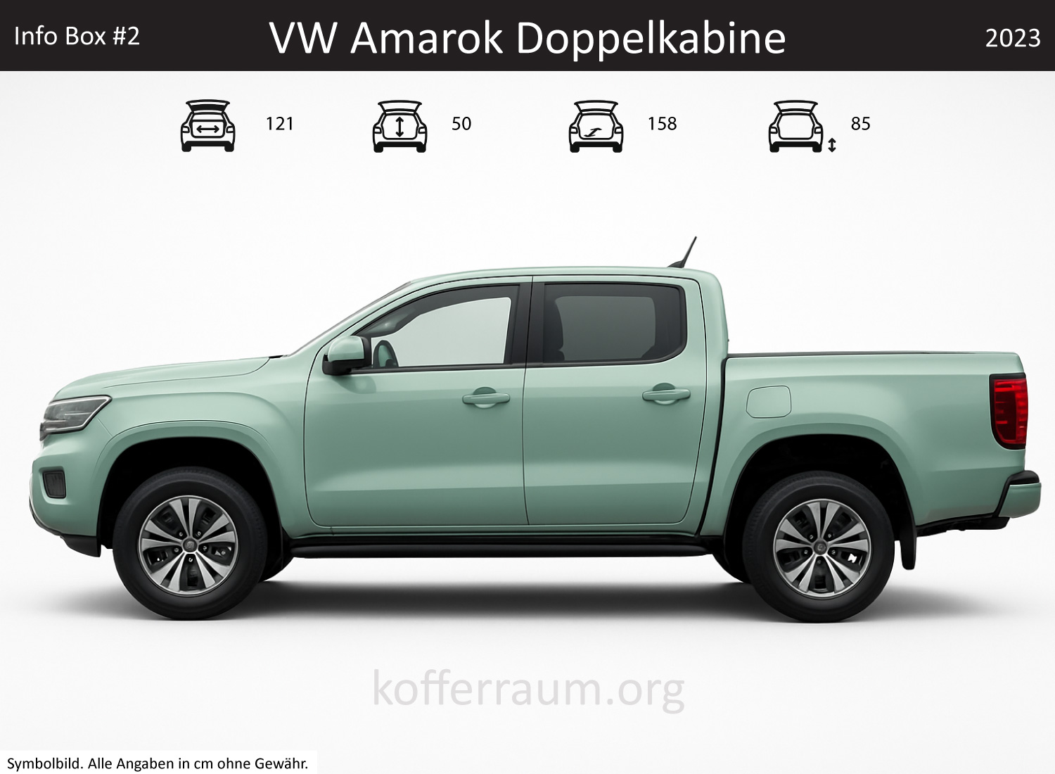 VW Amarok Double Cab trunk dimensions – detail