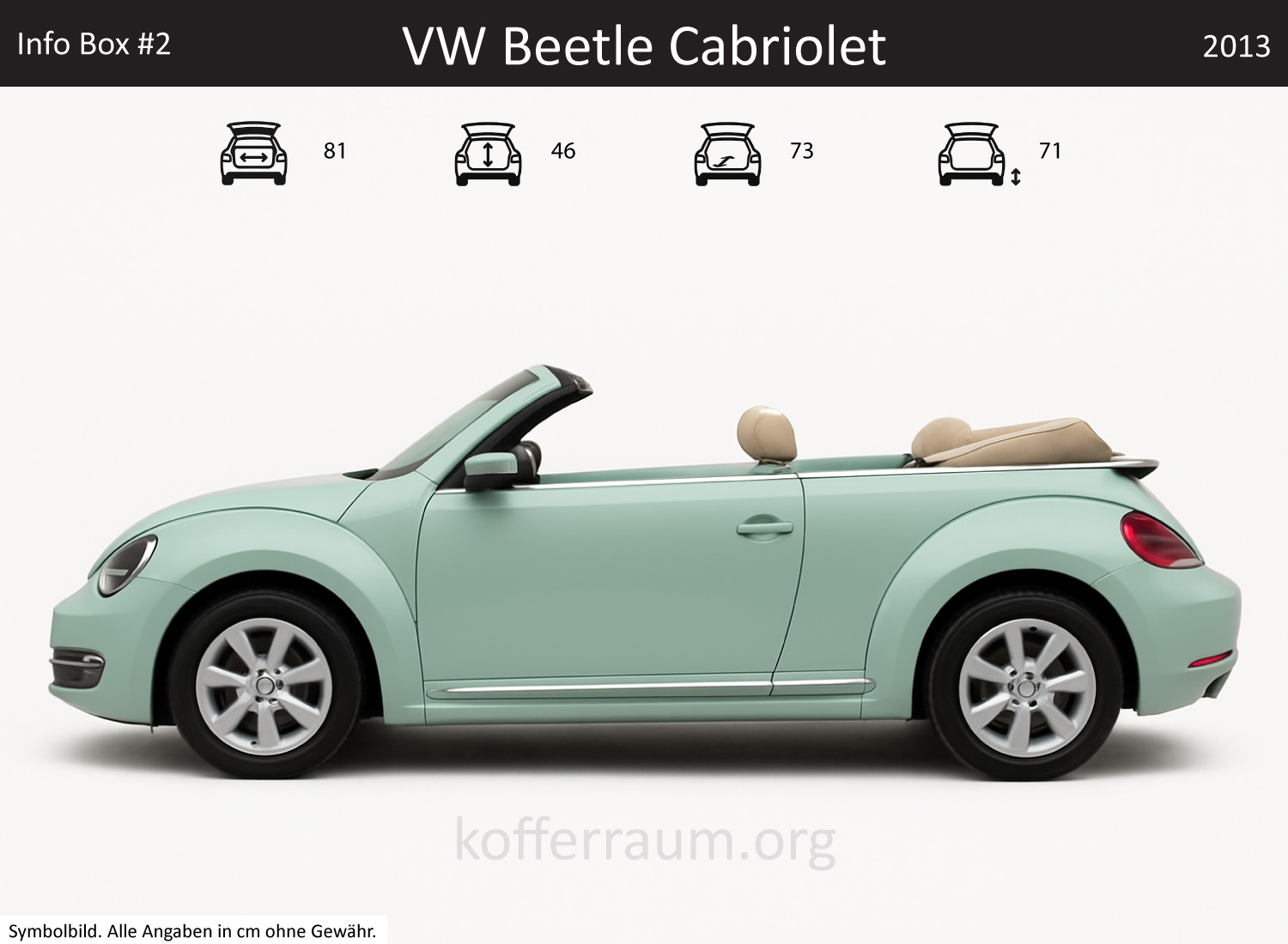 VW Beetle Convertible trunk dimensions – detail