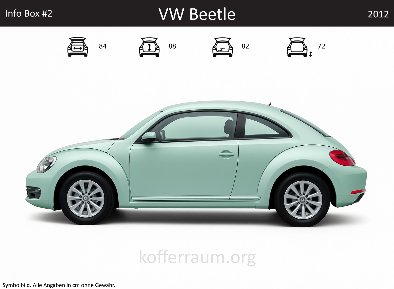 VW Beetle trunk dimensions – detail