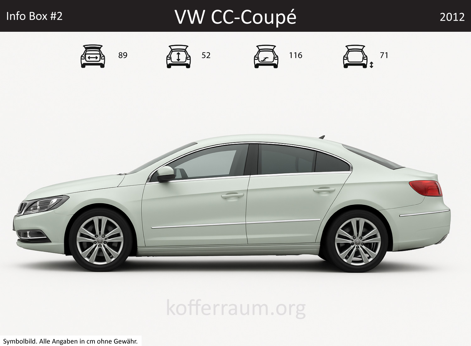 VW CC Coupe trunk dimensions – detail