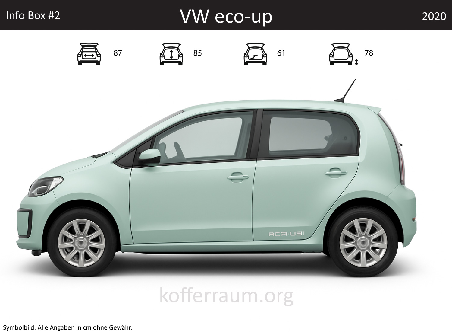 VW eco-Up trunk dimensions – detail