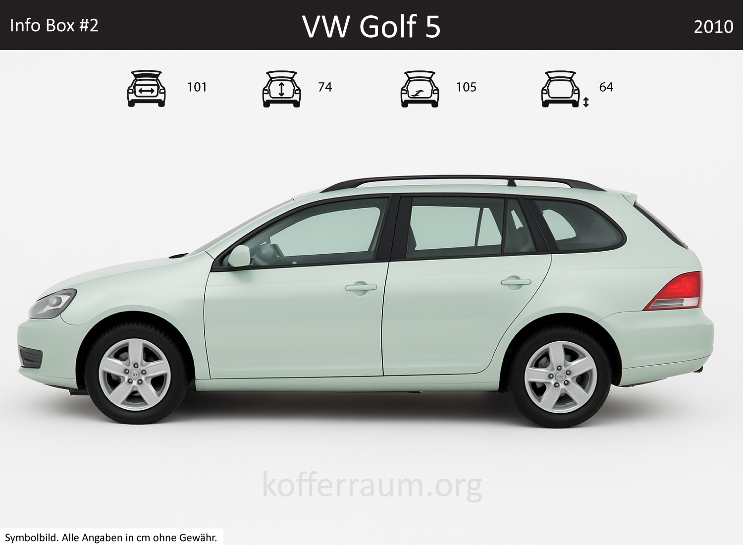 VW Golf Wagon (Mk5) trunk dimensions – detail