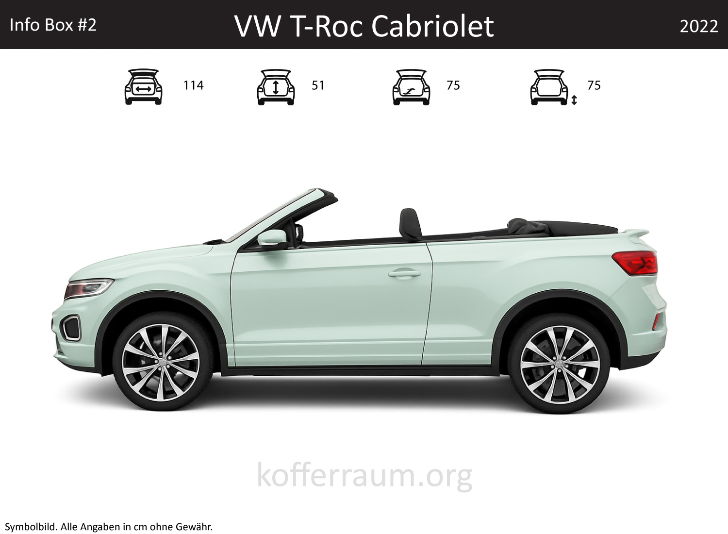 VW T-Roc Convertible trunk dimensions – detail
